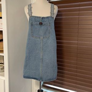 90’s style Denim overall dress front pocket skater